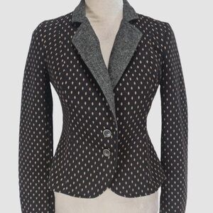 Free People Quilted Cotton Polka Dot Print Dark Academia Blazer Jacket, Small